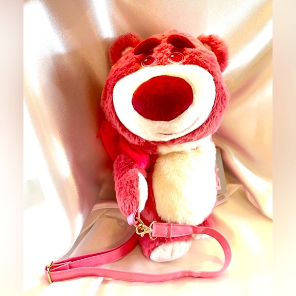 Disney Pixar Lotso Plush Bag with Strawberry Backpack - Picture 1 of 5
